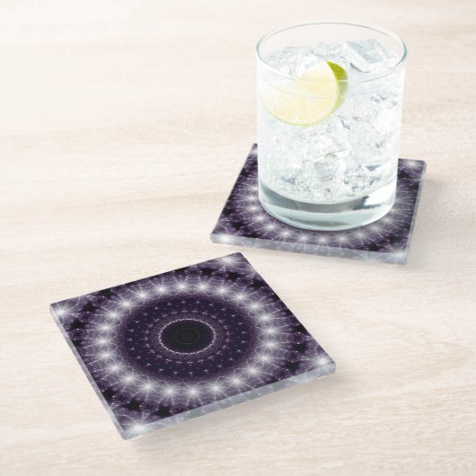 Fancy, witte en zwarte rand glazen onderzetter (Schuin)