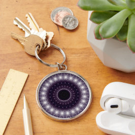 Fancy, witte en zwarte rand sleutelhanger