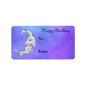 Fancy witte maan gezicht Paarse lucht Etiket (Voorkant)