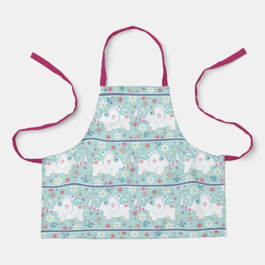 Fancy Witte Olifanten op Parade Pattern Schort (Voorkant)