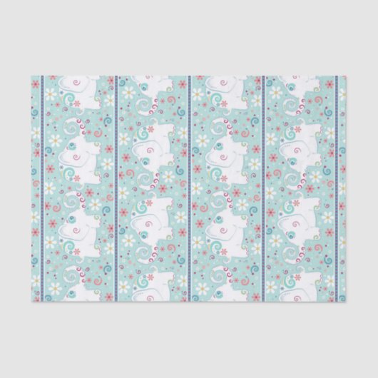 Fancy witte olifanten op parade tissuepapier (Voorkant)