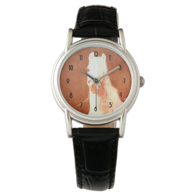Fancy witte Pony  zigeunerstijl Horloge (Voorkant)