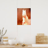 Fancy witte Pony  zigeunerstijl Poster (Keuken)