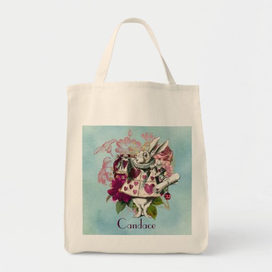Fancy Wonderland White Rabbit Personalized Tote Bag (Voorkant)