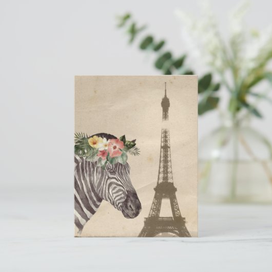 Fancy Zebra- en Eiffeltoren Briefkaart (Staand voorkant)
