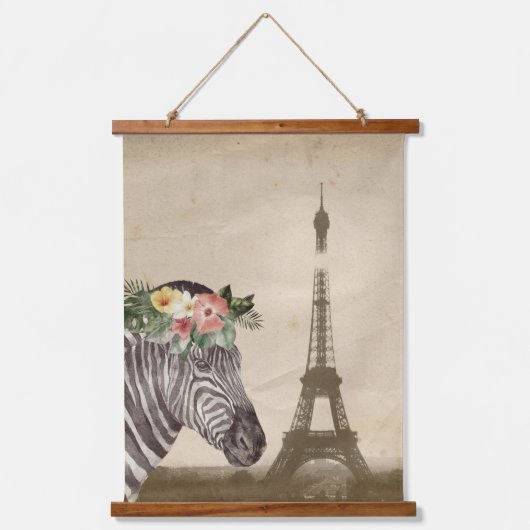 Fancy Zebra- en Eiffeltoren Hangend Wandkleed (Voorkant)