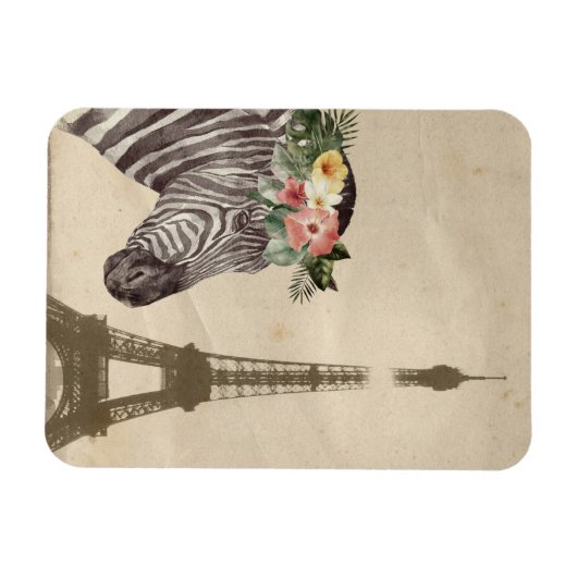 Fancy Zebra- en Eiffeltoren Magneet (Horizontaal)