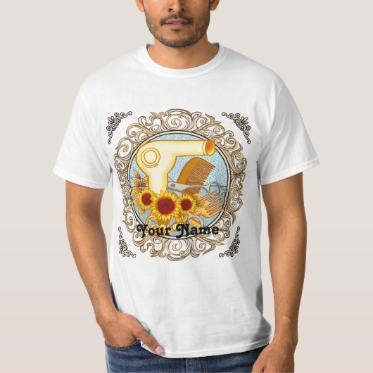 Fancy zonnebloemen Beauticien T-Shirt (Voorkant)