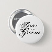 Fancy zuster van de Groom Black Ronde Button 5,7 Cm (Voorkant /achterkant)