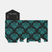 Fancy Zwart Blauwgroen Damask Bedankt Favor Box Bedankdoosjes (Uitgevouwen)