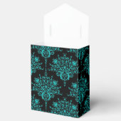 Fancy Zwart Blauwgroen Damask Bedankt Favor Box Bedankdoosjes (Geopend)
