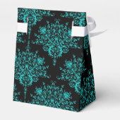 Fancy Zwart Blauwgroen Damask Bedankt Favor Box Bedankdoosjes (Achterkant)