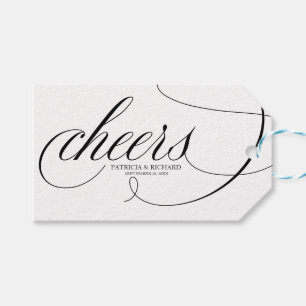 Fancy zwart script juicht wijnfles Labels Cadeaulabel