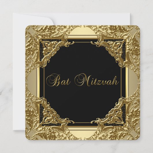 Fancy zwarte en gouden bat mitswa kaart (Voorkant)