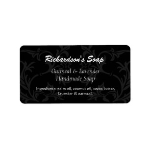 Fancy zwarte en grijze Damask-zeeplabels Etiket