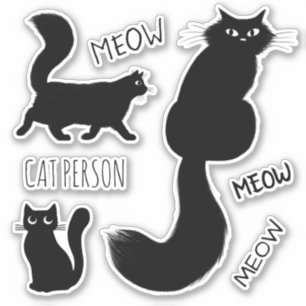 Fancy zwarte Katten   Pet Cats Vinyl Sticker Set