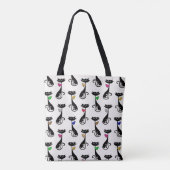 Fancy zwarte katten Quirky Pattern Draagtas (Achterkant)