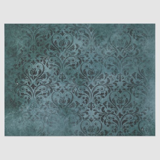 Fancy zwarte Scrollwork op groene ontkoppeling Tissuepapier (Voorkant)