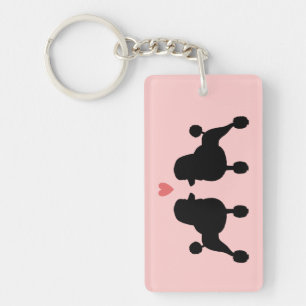 Fancy zwarte standaardwieg Silhouettes met hart Sleutelhanger