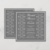 Fancy Zwemelen Lijst Bridal Shower Invitation Grey Kaart (Voorkant / Achterkant)