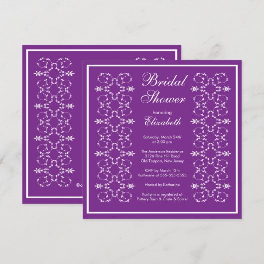 Fancy Zwemelen Lijst Bridal Shower Invitation Paar Kaart (Voorkant / Achterkant)