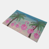 Fancyf flamingos and palm tres tropical deurmat (Schuin)