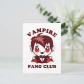 Fang Club | Funny Pun en Cute Vampire Briefkaart (Staand voorkant)