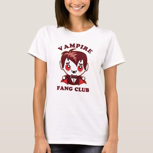 Fang Club | Funny Pun en Cute Vampire T-shirt (Voorkant)