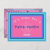 Fang-tastic Spiderweb & Bat Birthday Invite Postca Briefkaart (Voorkant / Achterkant)
