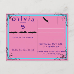 Fang-tastic Spiderweb & Bat Birthday Invite Postca Briefkaart
