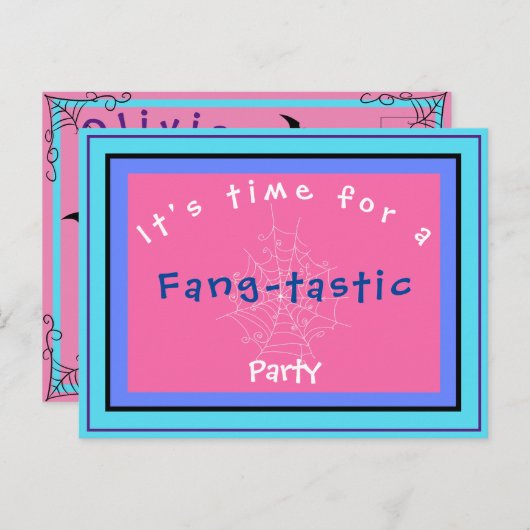 Fang-tastic Spiderweb & chauve-souris Invitation A (Devant / Derrière)