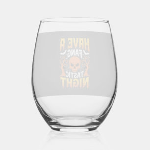 Fang-Tastische Nacht Halloween Schedel en Vleermui Wijnglas Zonder Voet