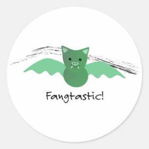Fangtastic Green Bat Ronde Sticker