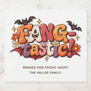 Fangtastisch Groovy Retro Halloween Feest Vampie Bier Etiket