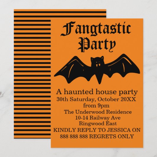 FANGTASTISCHE HALLOWEEN PARTIJ KAART (Voorkant / Achterkant)