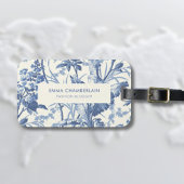 Fanical Blue en White Chinoiserie Custom Bagagelabel