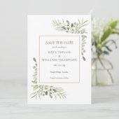 Fanical Gold Geometric Waterverf Greenery Save The Date (Staand voorkant)