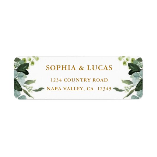 Fanical Gold Greenery Return Address Label (Voorkant)