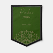 Elégant design Mandala Vert et Or