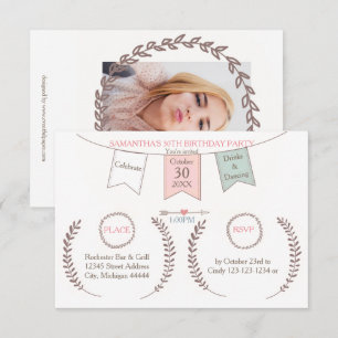 Fanion élégant - Invitation pour fête d'anniversai