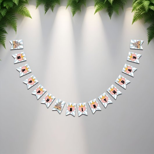 Fanions Bannière à bouquet d'anniversaire Fairytale Castle