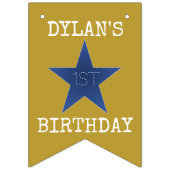 Fanions Né à Rock Star Anniversaire Bannière Bleu Or (Deuxième drapeau)