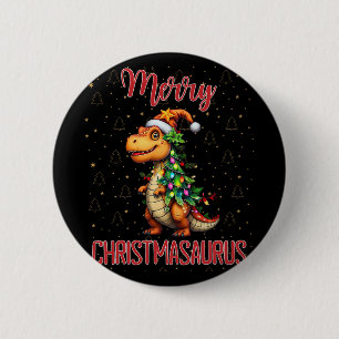 Fanny Prettig Kerstmis Dinosaurus Kerstboom Ronde Button 5,7 Cm