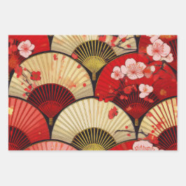 Fans en bloesems inpakpapier vel