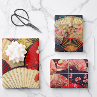 Fans en bloesems inpakpapier vel