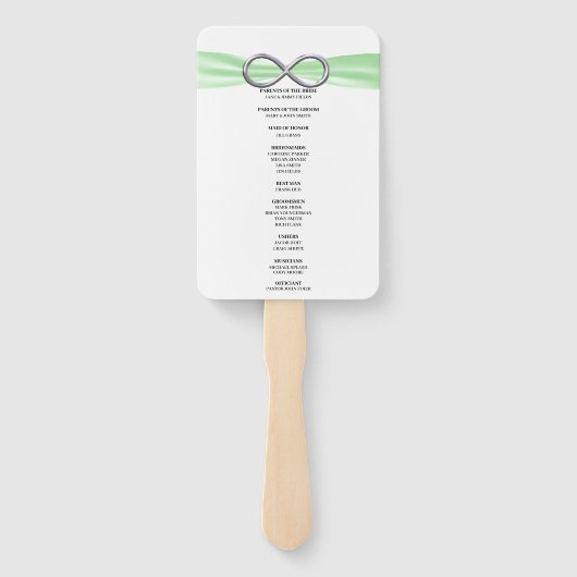 Fans Green Infinity Wedding Programme Handwaaier (Achterkant)