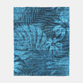 Fantachtige jeans met tropische bladeren fleece deken