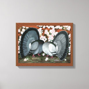 Fantail Duiven Aangepast Paar Canvas Afdruk