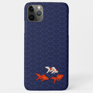 Fantail Goldfish op Seigaiha Wave Pattern Japans iPhone 11 Pro Max Hoesje