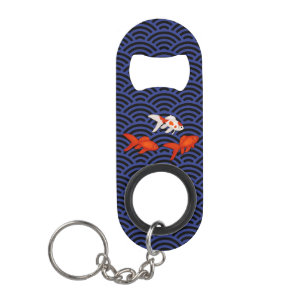 Fantail Goldfish op Seigaiha Wave Pattern Japans Mini Flessenopener